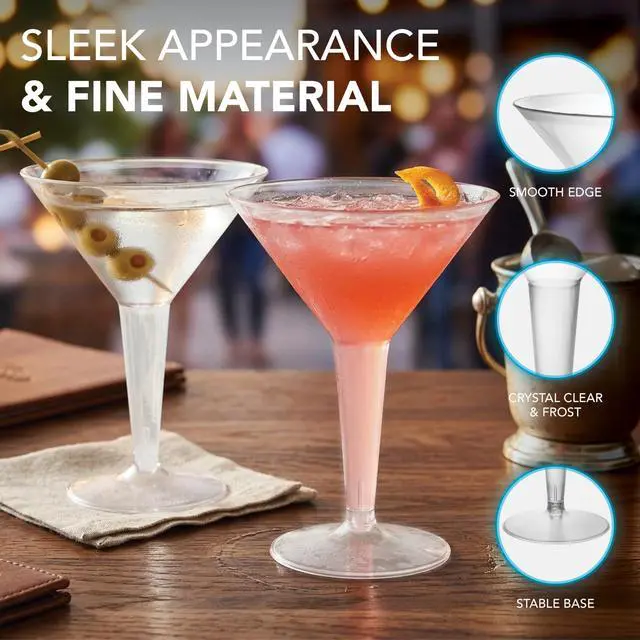 Alt view image 5 of 7 - Plastic Two Piece 8-Ounce Martini Glasses/Party Cups, Clear, 20 Count