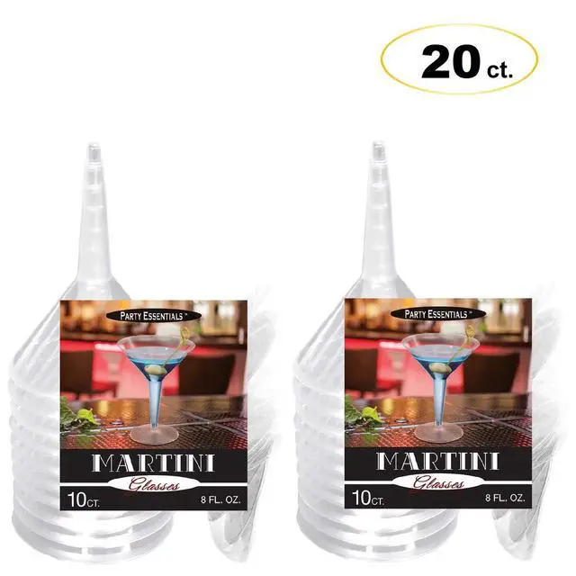 Alt view image 7 of 7 - Plastic Two Piece 8-Ounce Martini Glasses/Party Cups, Clear, 20 Count
