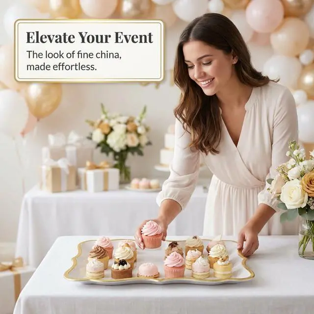 Alt view image 2 of 7 - Gold Rim Display Trays 10 Pack 9 x 13 Inch Cardboard Platters