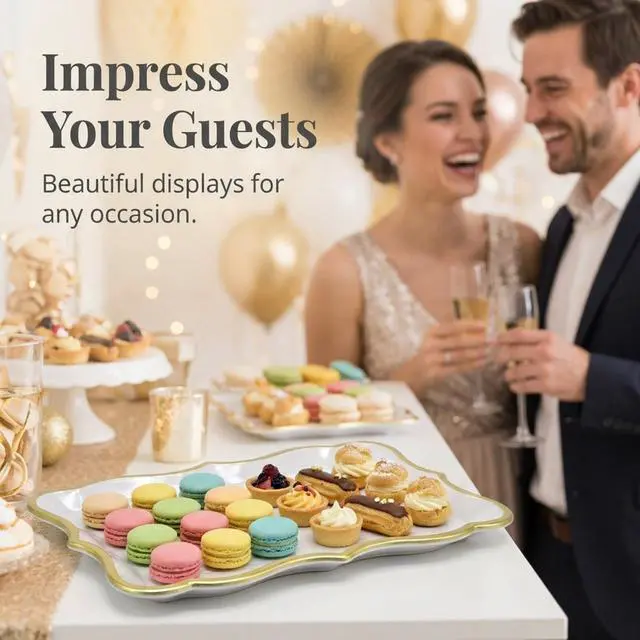 Alt view image 3 of 7 - Gold Rim Display Trays 10 Pack 9 x 13 Inch Cardboard Platters