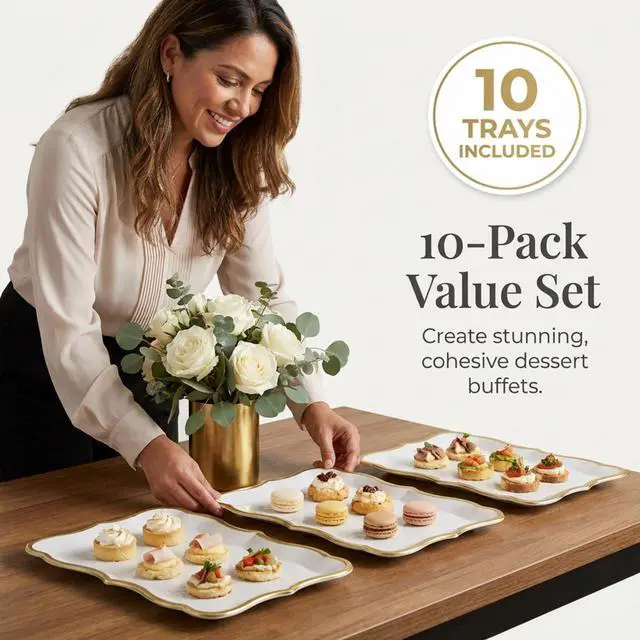 Alt view image 6 of 7 - Gold Rim Display Trays 10 Pack 9 x 13 Inch Cardboard Platters