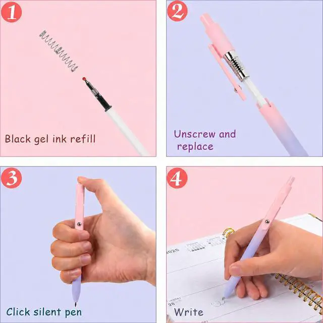 Alt view image 5 of 7 - Gel Pens School Office Supplies - 10 Pcs 0.7mm Cute Black Ink Ballpoint, Aesthetic Fine Point Pen, Desk Accessories for Women College Teacher, Pastel Colored Smooth Writing Pen for Journaling Gifts