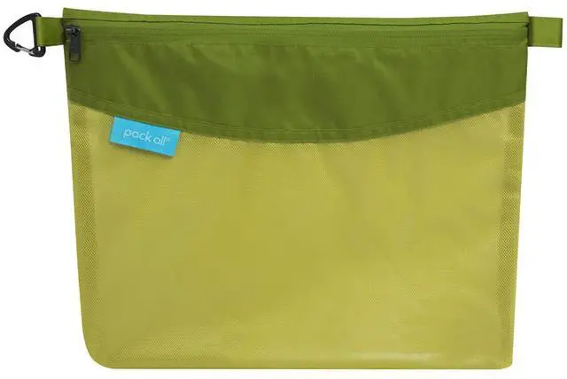 Main image of Water-resistant Material Zipper Pouch, Mesh Zipper Bag for Storage, Travel, Office (Large, Green)