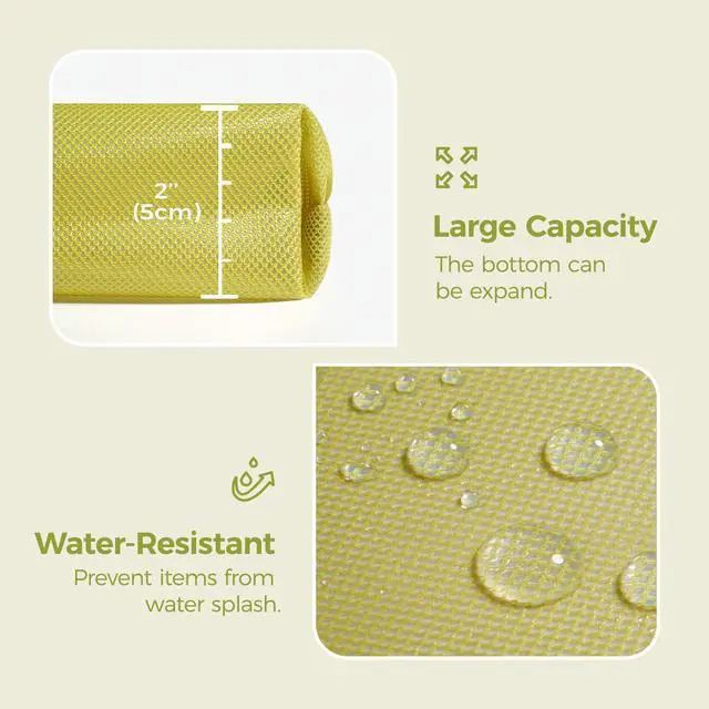 Alt view image 4 of 7 - Water-resistant Material Zipper Pouch, Mesh Zipper Bag for Storage, Travel, Office (Large, Green)