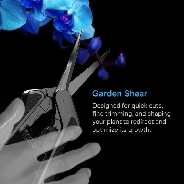 Alt view image 2 of 6 - 6.6 Stainless Steel Curved Pruning Shear 2-Pack, Lightweight Ergonomic Design, Curved Precision Blades with Nonstick Teflon Coating for Gardening, Hydroponics, Grow Tents