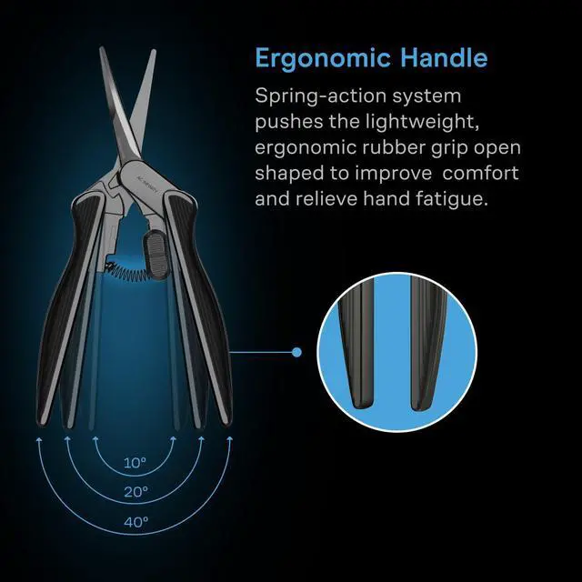 Alt view image 4 of 6 - 6.6 Stainless Steel Curved Pruning Shear 2-Pack, Lightweight Ergonomic Design, Curved Precision Blades with Nonstick Teflon Coating for Gardening, Hydroponics, Grow Tents