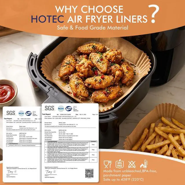 Alt view image 2 of 7 - Air Fryer Liners Disposable, 300 PCS 8 Inch Square Parchment Paper Liners for 58 QT Air Fryer Baskets, Unbleached Non-Stick Grease Resistant Liners for Easy Cleanup, Baking and Roasting