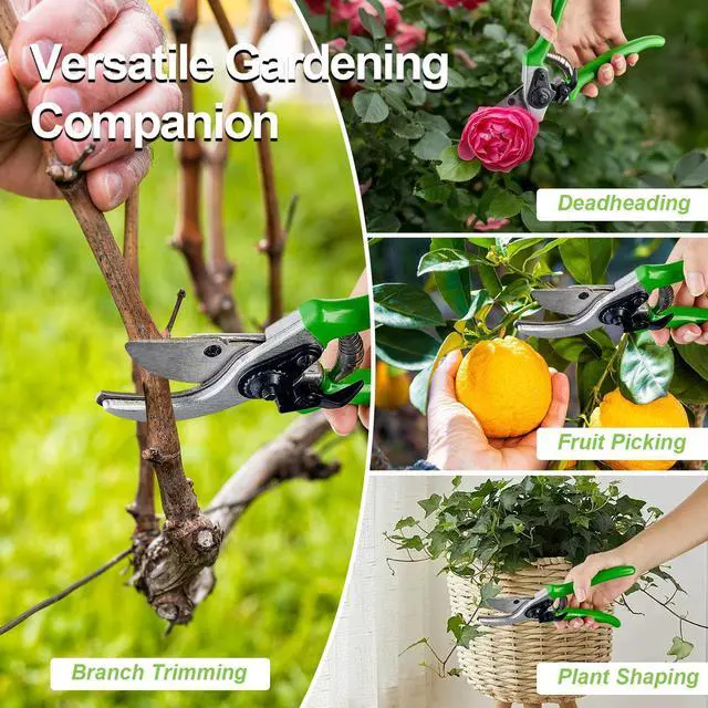 Alt view image 6 of 7 - Pro Pruning Shears - Heavy Duty Garden Shears with SK-5 Steel Blades, Ergonomic Non-Slip Handle Tree Branch Cutter & Flower Arranging Tool