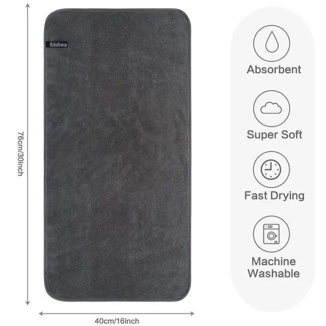 Alt view image 2 of 6 - Microfiber Hand Towel Ultra Soft Large Hand Towels for Bathroom Super Absorbent for SPA Face Shower and Sports 2 Pack Dark-Gray