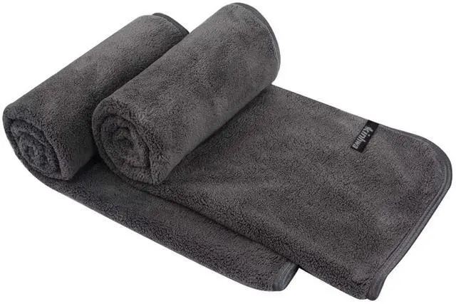 Main image of Microfiber Hand Towel Ultra Soft Large Hand Towels for Bathroom Super Absorbent for SPA Face Shower and Sports 2 Pack Dark-Gray