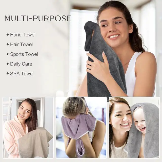 Alt view image 6 of 6 - Microfiber Hand Towel Ultra Soft Large Hand Towels for Bathroom Super Absorbent for SPA Face Shower and Sports 2 Pack Dark-Gray