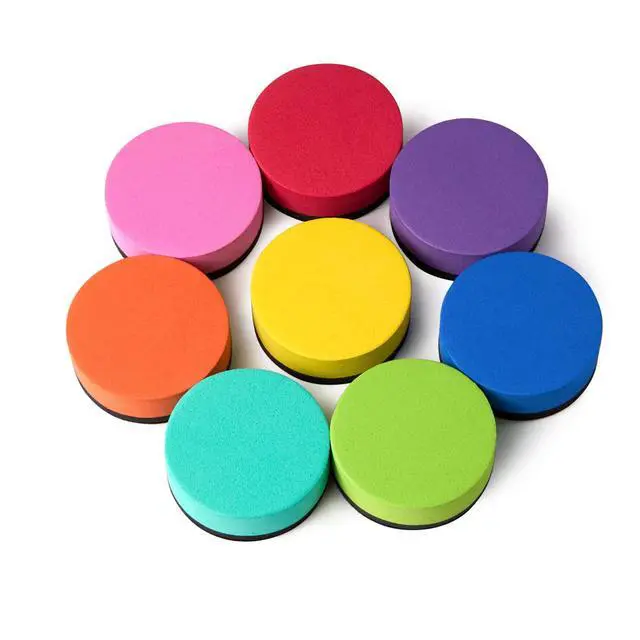 Alt view image 3 of 7 - 48 Pack Magnetic Whiteboard Dry Erase Erasers Chalkboard Cleansers for Classroom, Home and Office (Round, 8 Color)