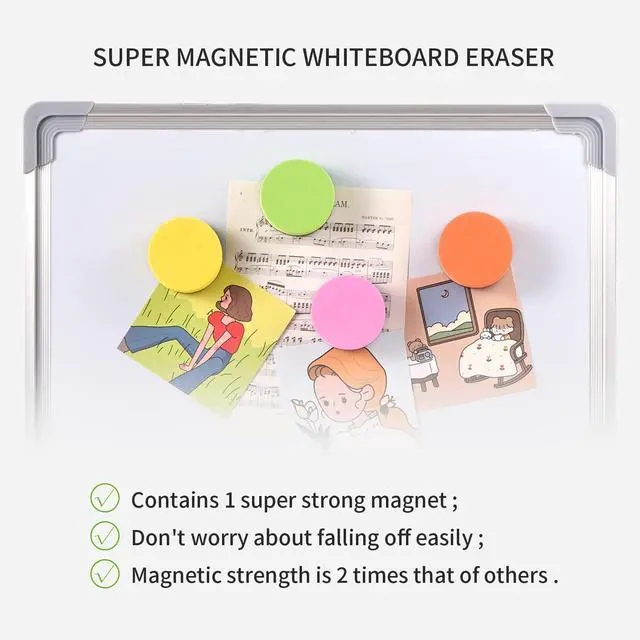 Alt view image 5 of 7 - 48 Pack Magnetic Whiteboard Dry Erase Erasers Chalkboard Cleansers for Classroom, Home and Office (Round, 8 Color)