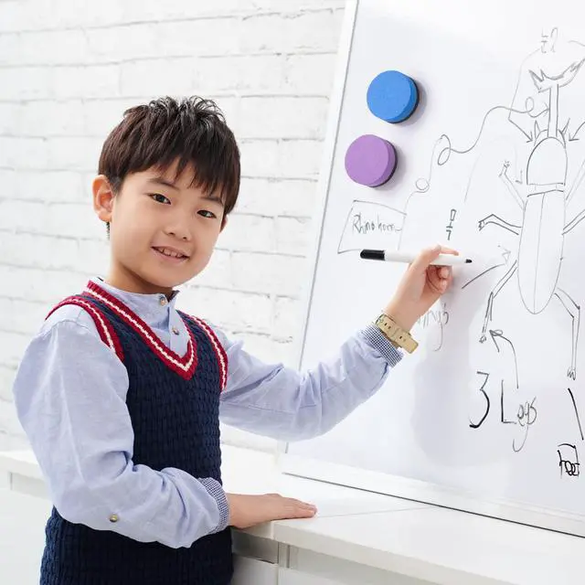 Alt view image 6 of 7 - 48 Pack Magnetic Whiteboard Dry Erase Erasers Chalkboard Cleansers for Classroom, Home and Office (Round, 8 Color)