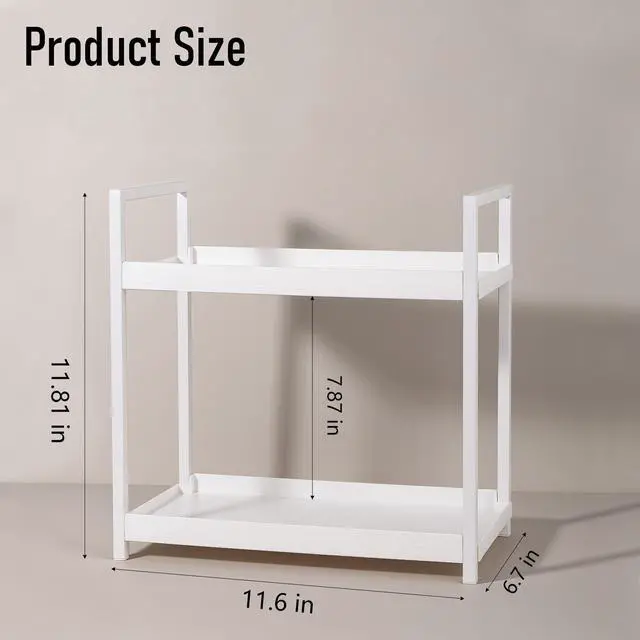 Alt view image 7 of 7 - Bathroom Counter Organizer 2 Tier Vanity Storage Countertop Shelf Makeup Organizer Perfume Tray Skincare Holder for Sink, Dresser, Kitchen, Small White