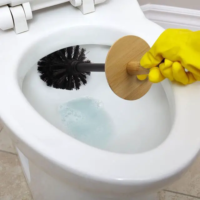 Alt view image 4 of 7 - Toilet Brush Holder with Bamboo Top - Black