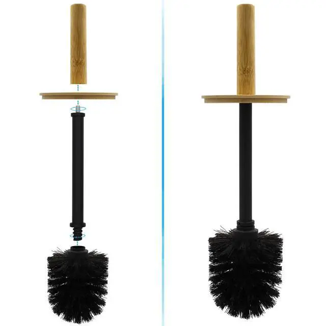 Alt view image 5 of 7 - Toilet Brush Holder with Bamboo Top - Black
