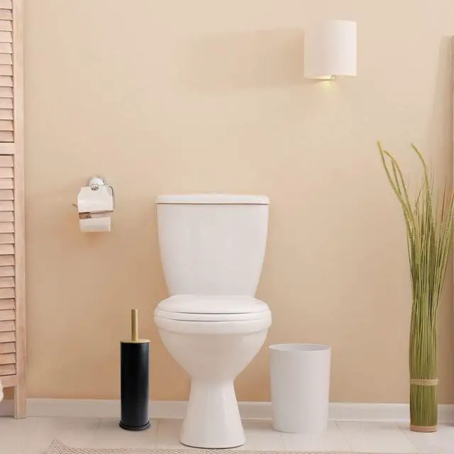 Alt view image 7 of 7 - Toilet Brush Holder with Bamboo Top - Black