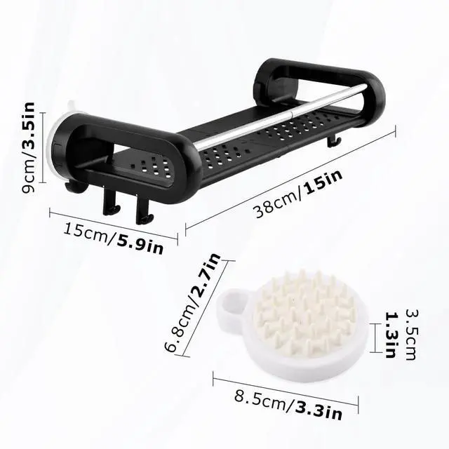 Alt view image 7 of 7 - Suction Cup Shower Shelf, Rustproof Suctions Showers Organizer, Storage Suction Powerful Max Hold 22lbs, No Drilling Shelves for Bathroom Storage & Home Decor(COLOR:black)