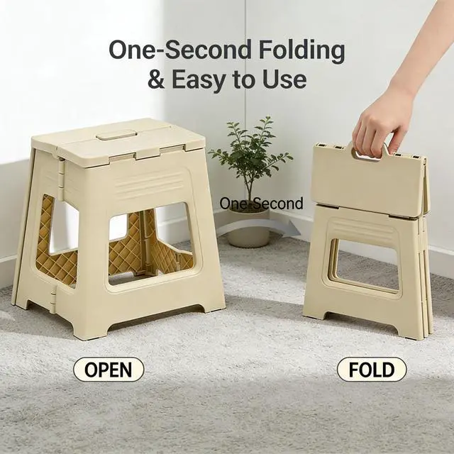 Alt view image 5 of 7 - Foldable Shower Stool for Shaving Legs, Plastic Shower Foot Rest for Inside Shower,11.9" High Anti-Slip Foot Step to Shave Leg Small Folding Bench Shaving Stool for Travel/Bathroom