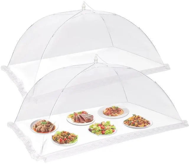 Main image of 2 PCS Extra Large Food Covers Nets for Outside40"X24"umbrella Mesh Screen Covers for Outside Pop-Up Mesh Reusable and Collapsible Food Nets for Parties Picnics Outdoor BBQS