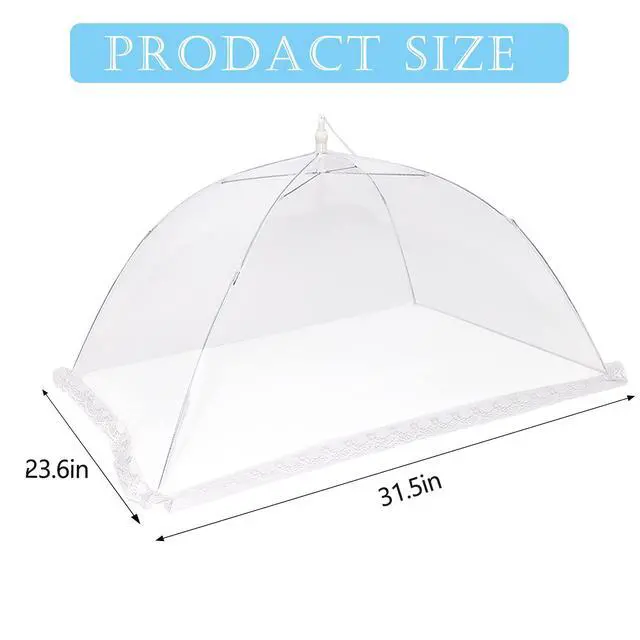 Alt view image 2 of 7 - 2 PCS Extra Large Food Covers Nets for Outside40"X24"umbrella Mesh Screen Covers for Outside Pop-Up Mesh Reusable and Collapsible Food Nets for Parties Picnics Outdoor BBQS