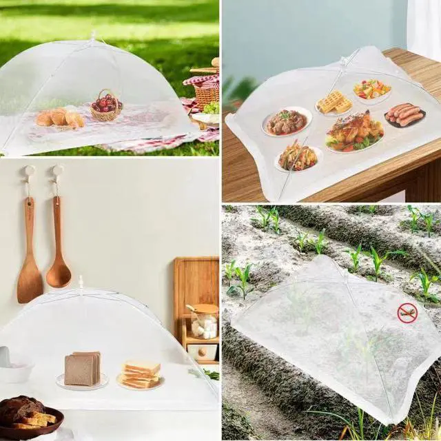 Alt view image 6 of 7 - 2 PCS Extra Large Food Covers Nets for Outside40"X24"umbrella Mesh Screen Covers for Outside Pop-Up Mesh Reusable and Collapsible Food Nets for Parties Picnics Outdoor BBQS