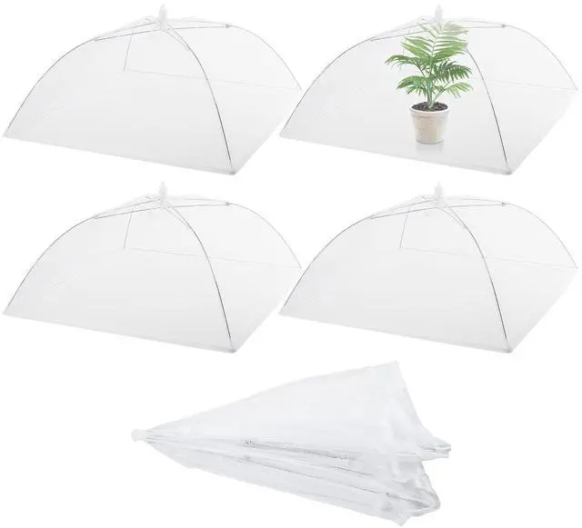 Main image of 4 Pack Mesh Plant Cover Reusable Screen Cloche Dome Plant Protector Tent Collapsible Umbrella for Outdoor Garden Greenhouse Vegetable Flowers Strawberry from Animals(17 x 17 Inch,White)