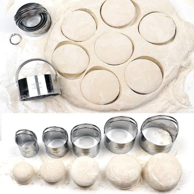 Alt view image 5 of 7 - Biscuit Cutter Set (5 Pieces/Set), Round Cookies Cutter with Handle, Professional Baking Dough Tools, Gift Package