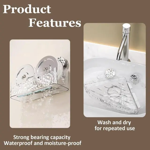 Alt view image 5 of 7 - Shower Caddy Suction Cup, Wall Mounted Rack Organizer Removable Bathroom Shelf, No Drilling Larger Storage Rack Upgraded, Bathroom Suction Caddy