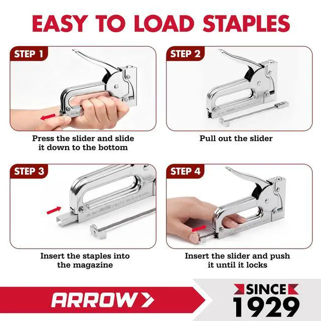 Alt view image 4 of 6 - Professional Light Duty Staple Gun for Upholstery, Crafts, Office, Fits 1/4", 5/16, or 3/8" Staples