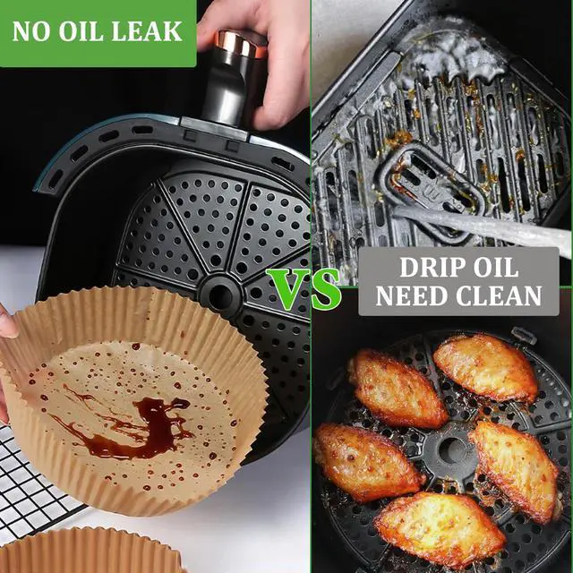 Alt view image 3 of 7 - 200PCS Air Fryer Liners Disposable: Round 8 Inch Non-Stick Airfryer Paper Liners - Food Grade Parchment Paper for 5 6 7 8 QT Air Fryer Baking and Roasting - Waterproof and OilProof (10 Inch on Top)