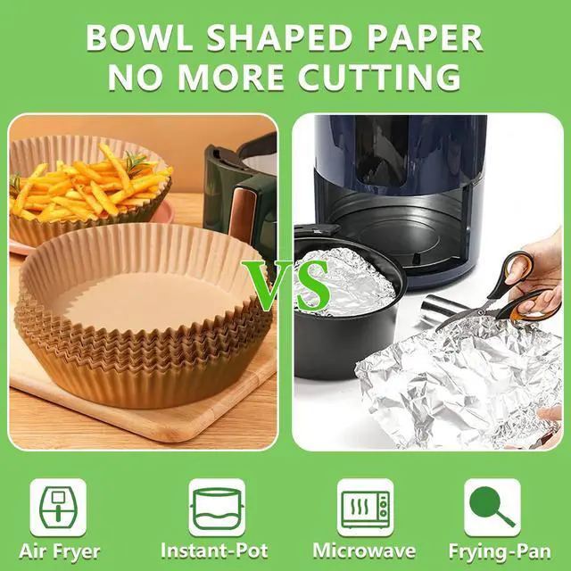 Alt view image 4 of 7 - 200PCS Air Fryer Liners Disposable: Round 8 Inch Non-Stick Airfryer Paper Liners - Food Grade Parchment Paper for 5 6 7 8 QT Air Fryer Baking and Roasting - Waterproof and OilProof (10 Inch on Top)