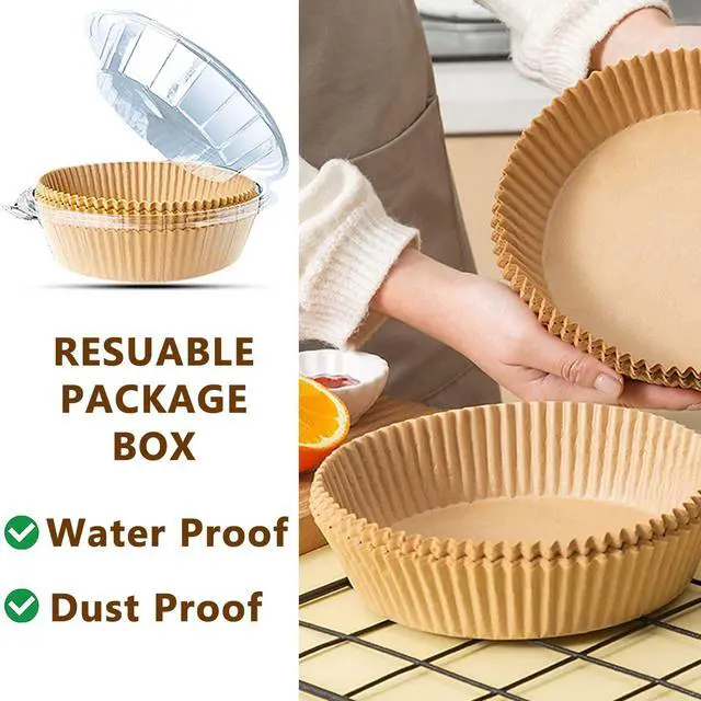 Alt view image 7 of 7 - 200PCS Air Fryer Liners Disposable: Round 8 Inch Non-Stick Airfryer Paper Liners - Food Grade Parchment Paper for 5 6 7 8 QT Air Fryer Baking and Roasting - Waterproof and OilProof (10 Inch on Top)