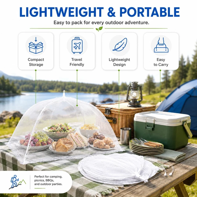 Alt view image 3 of 7 - Pop-Up Mesh Food Covers - 17 x 17 in, White, 6 Pack, Large & Tall - Reusable & Collapsible Food Tents for Outdoor Serving
