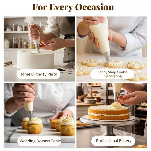 Alt view image 7 of 7 - Cake Decorating Icing Piping Tip Set, 10 X-large Decorating Tips Stainless Steel Plus 20 Disposable Pastry Bags