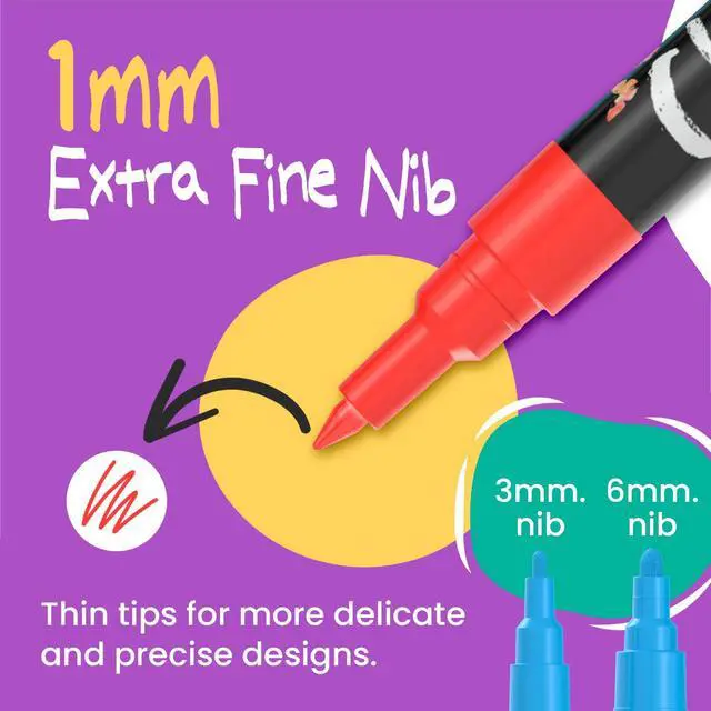 Alt view image 3 of 7 - Extra Fine Tip Liquid Chalk Markers (1mm, 10 Pack) with Gold & Silver - Erasable Dry Erase Marker Pens for Blackboard, Windows, Chalkboard Markers, Bistro, Restaurants - Thin Point Chalk Pens Set