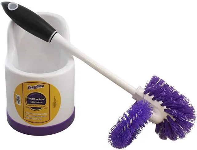 Main image of Compact Bathroom Cleaning Brush with Stiff Bristles and Hygienic Plastic Stand Deep Cleaning Toilet Bowl Brush System