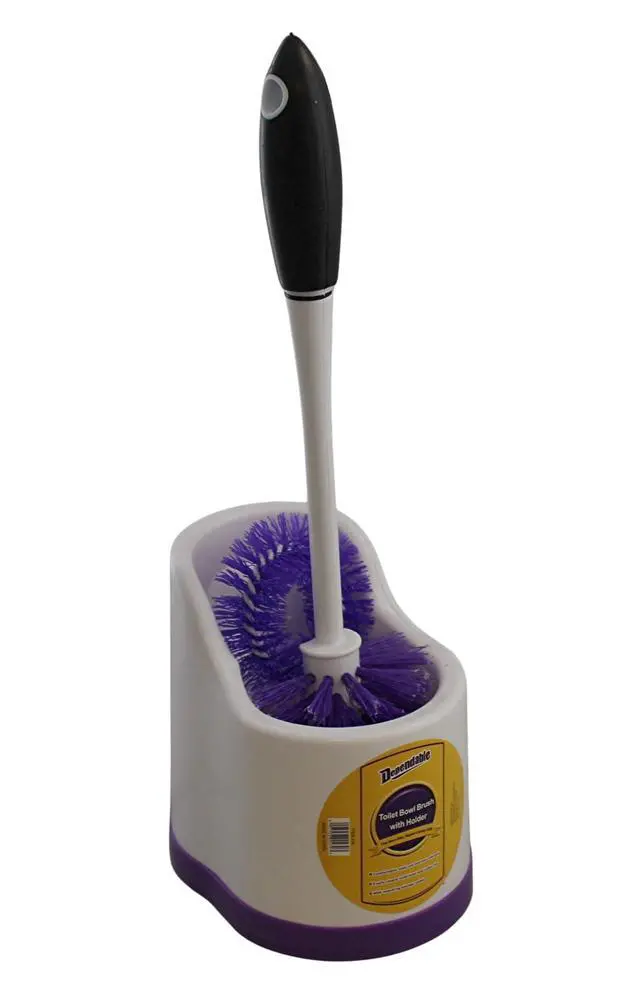Alt view image 2 of 5 - Compact Bathroom Cleaning Brush with Stiff Bristles and Hygienic Plastic Stand Deep Cleaning Toilet Bowl Brush System