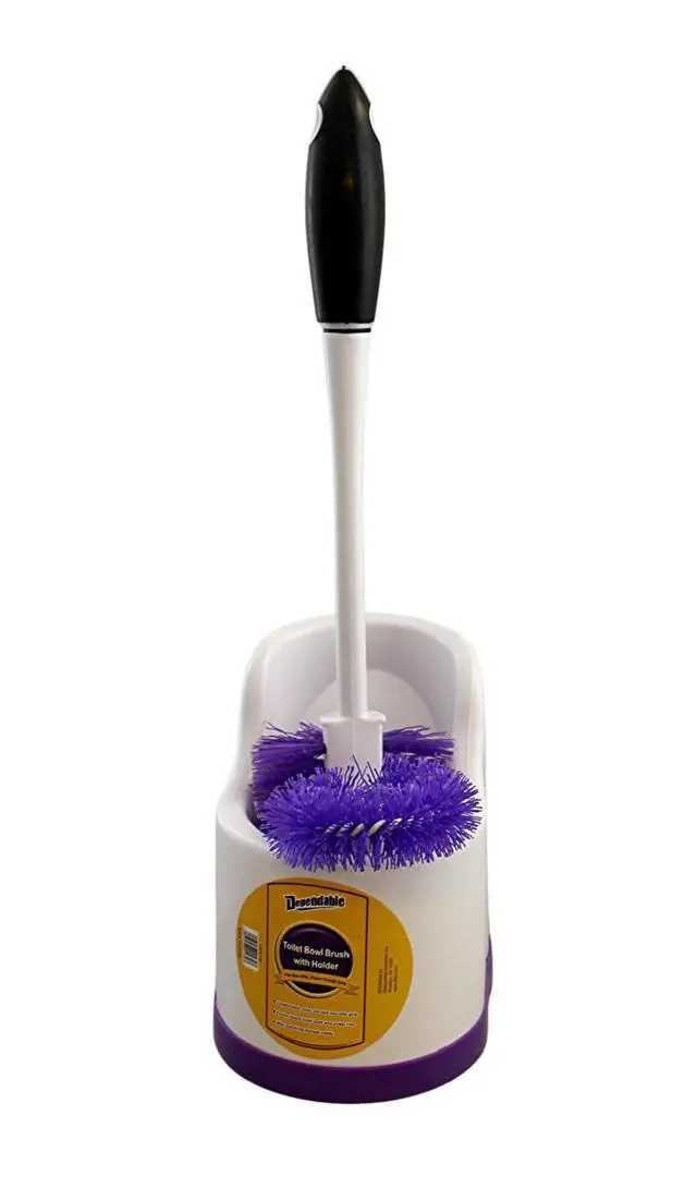 Alt view image 3 of 5 - Compact Bathroom Cleaning Brush with Stiff Bristles and Hygienic Plastic Stand Deep Cleaning Toilet Bowl Brush System