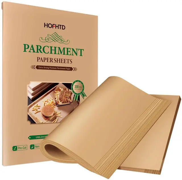 Main image of 200 Pcs Parchment Paper Sheets 9 x 13 Inches, Precut Parchment Paper for Baking, Air Fryer Disposable Paper Liner, HOFHTD Non-Stick Cooking Papers for Grilling, Frying, Steaming