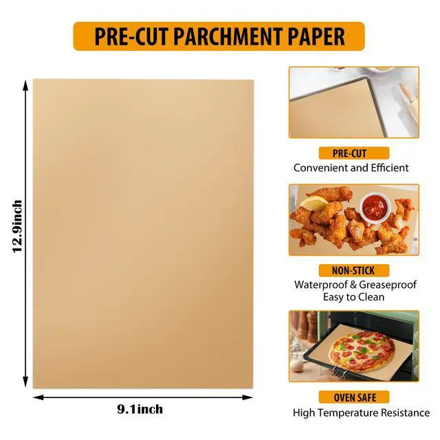 Alt view image 2 of 7 - 200 Pcs Parchment Paper Sheets 9 x 13 Inches, Precut Parchment Paper for Baking, Air Fryer Disposable Paper Liner, HOFHTD Non-Stick Cooking Papers for Grilling, Frying, Steaming