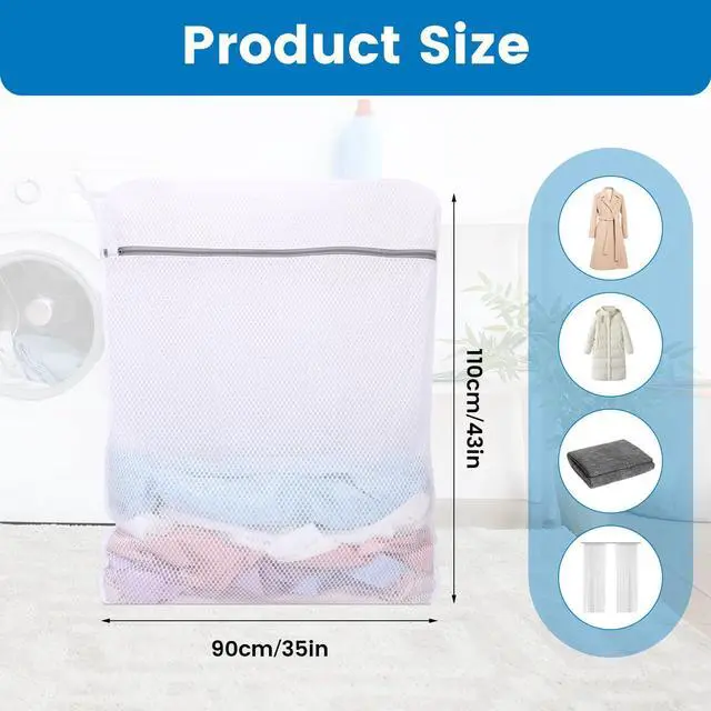 Alt view image 2 of 7 - 2 Pack XXX-Large Mesh Laundry Bags for Delicates, 35 x 43 Inches Reusable Laundry Bag Durable Wash Bags for Washing Machine for College, Family, Travel, Storage