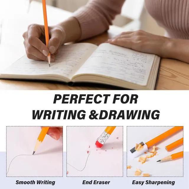 Alt view image 4 of 7 - 120 Pcs #2 HB Pencils with Eraser No 2 Unsharpened Wooden Hexagonal Pencils for Adults Gifts for School Exam art Learning Office Sketching(Yellow)