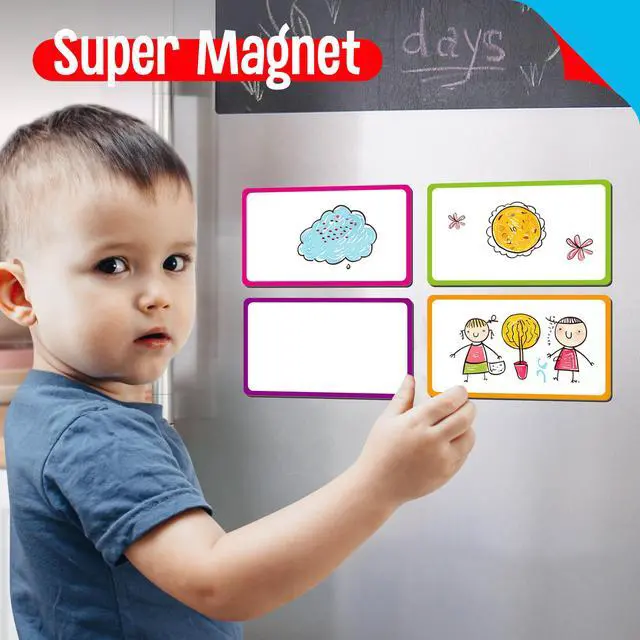 Alt view image 5 of 7 - Magnetic Colorful Labels, 40 PCS Dry Erase Reusable Neon Name Tag Stickers Frame in 8 Colors for Whiteboards Locker Fridge School Office Home (Each Measures 3" x 5")