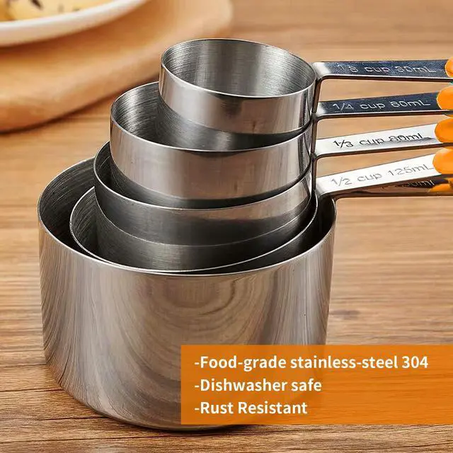 Alt view image 5 of 7 - SEEK42 Measuring Spoons and Cups Set of 10 Pieces, Stainless Steel Measuring Utensils with BPA-Free Silicone Grips,Metal Scale Tools for Kitchen Cooking Baking, Dishwasher-Safe (Orange)