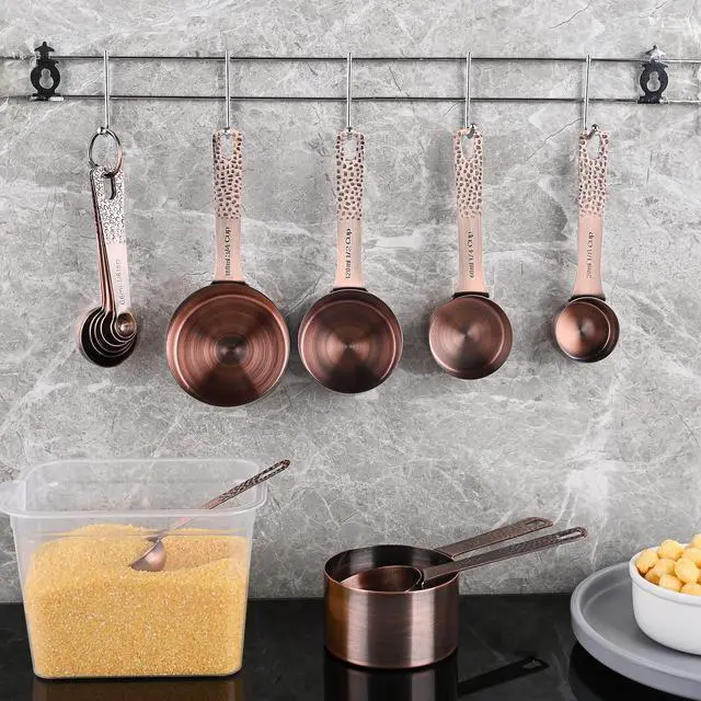 Alt view image 7 of 7 - Measuring Spoons Set, Copper Measuring Spoons Set, Stainless Steel Measuring Spoons, Copper Plated Measuring Spoons, 6 Measurer Spoons (Copper-6spoons+1ring)