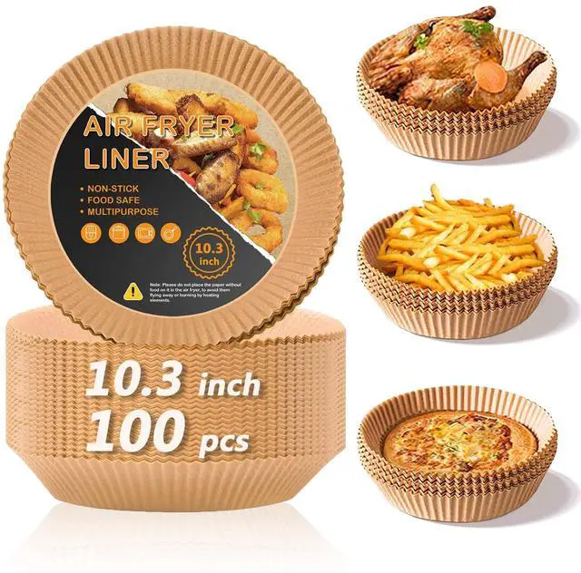 Main image of Air Fryer Liners for Chefman 8qt, Airfryer Liners Round Disposable 10.3 Inch Large Air Fryer Paper Liners Non-stick Oil Resistant, Waterproof, Food Grade Air Fryer Parchment Paper Liners