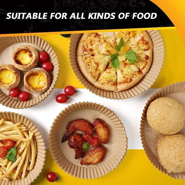 Alt view image 6 of 7 - Air Fryer Liners for Chefman 8qt, Airfryer Liners Round Disposable 10.3 Inch Large Air Fryer Paper Liners Non-stick Oil Resistant, Waterproof, Food Grade Air Fryer Parchment Paper Liners