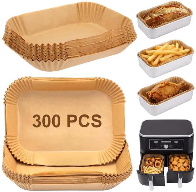 Main image of 300 Pcs Air Fryer Liners Disposable Parchment Baking Paper Liner Rectangle Non-stick Accessories for Loaf Pan, Air Fryer & Oven, 8.6 x 5.5 Inch, Brown
